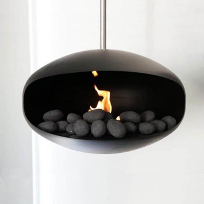 Black 23.6 Inch Free Standing Ethanol Fireplace 1.5L Indoor Alcohol