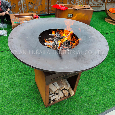 Portable Circle Plancha CookingBbq Barbecue Fire Pit Corten Steel