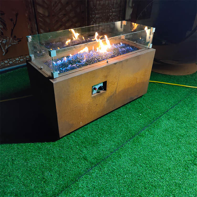 Corten Steel Patio Propane Fire Table 500mm Camping Gas Fire Pit