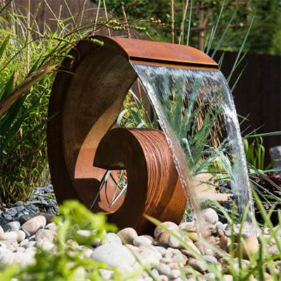 Thick 2mm Artificial Water Fountain 20cm Water Feature Corten Steel