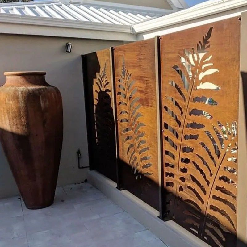 decorative-outdoor-privacy-art-corten-steel-garden-screen-laser-cut