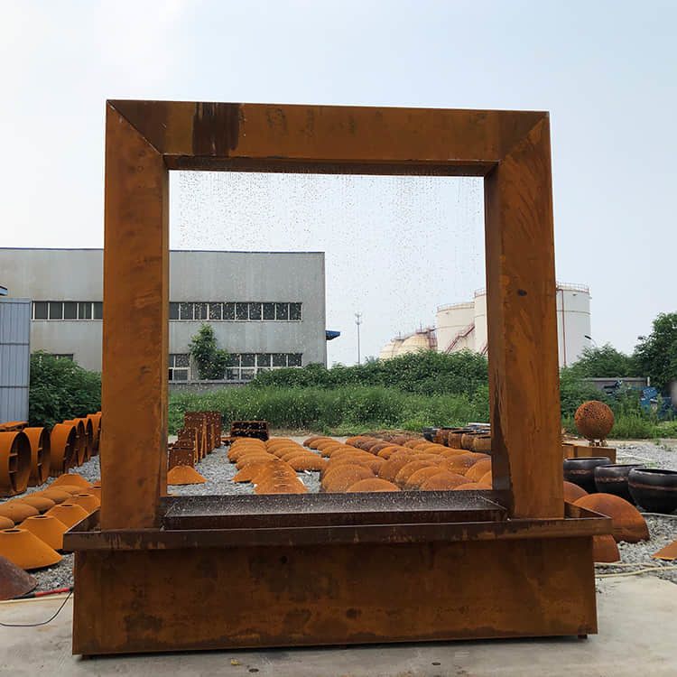 Wide 9ft Corten Steel Water Feature 180cm Rain Curtain Fountain Outdoor