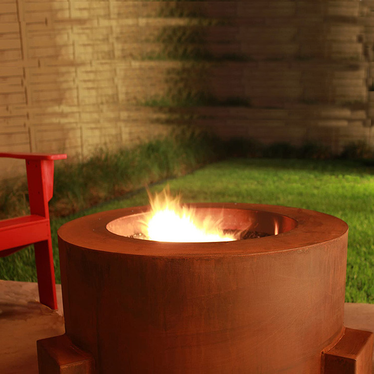 Round 910mm Outdoor Corten Fire Pit Rustic Red 2mm Weathering Steel