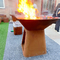 Rusty Red Corten Steel BBQ Grill Barbecue Fire Pit D1000mm Wood Fuel