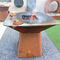 Rusty Red Corten Steel BBQ Grill Barbecue Fire Pit D1000mm Wood Fuel